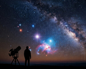 A moment of peace: a silhouette among the nebulae.