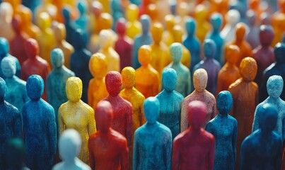 Diverse crowd of stylized people, showcasing the concept of social equity, emphasizing fairness, inclusion, and equal opportunities for all, regardless of individual differences, Generative AI