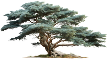 old tree,  branches spread wide isolated on white background