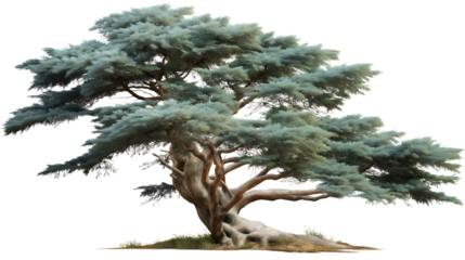 old tree,  branches spread wide isolated on white background