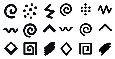 Abstract design solid icons set &ndash; filled, modern, creative symbols collection
