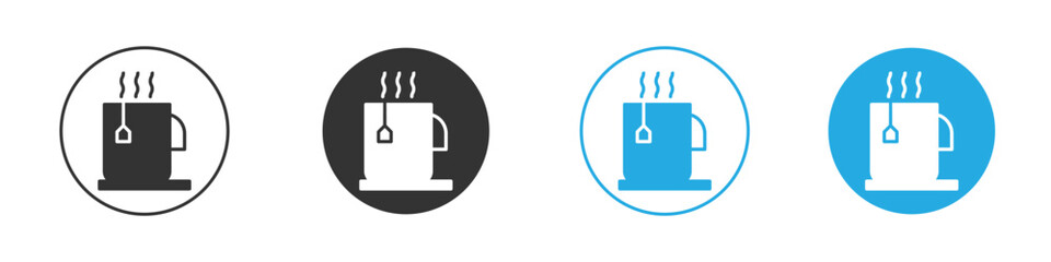 Tea Cup Icon Set in Circular Frames isolated on white background