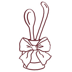 Matcha Tools Line Art Collection, Hand-drawn Tea Ceremony Utensils