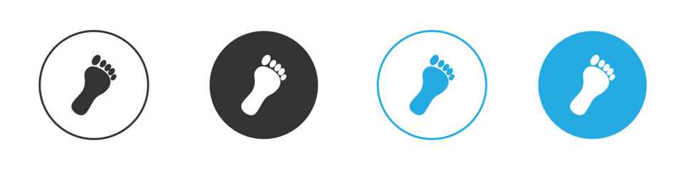 Footprint Icons in Circles with Variations Isolated on White Background