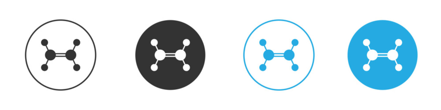 Ethane Molecular Structure Icons in Variations Isolated on White Background