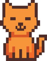 Orange Cat Pixel Art &ndash; 8 Bit Retro Style
