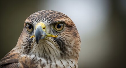 Fototapeta premium Close up portrait of a crested serpent eagle with its sharp gaze and detailed feathers visible clearly