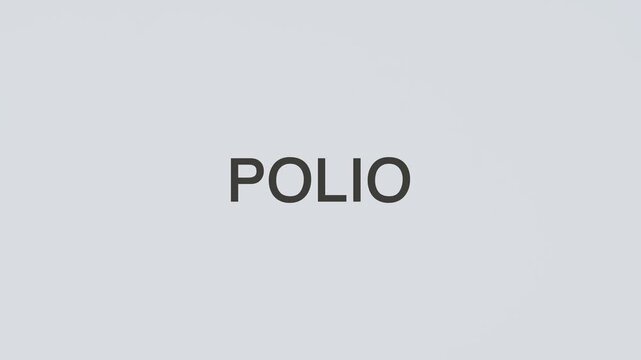 Polio stethoscope concept illustration illustrative word text medicine diagnosed with hand holding stethoscope on white background for viral infection and medical awareness