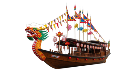 Ornate Dragon Boat With Festive Decorations