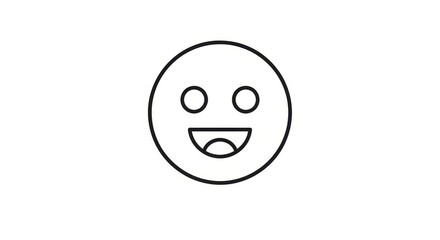 Simple and happy face icon with open mouth and bright eyes