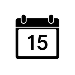 Simple calendar icon displaying the number 15, perfect for scheduling, planning, and organizational themes.