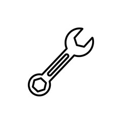 Simple black line drawing of a wrench, a versatile tool for mechanical tasks and DIY projects