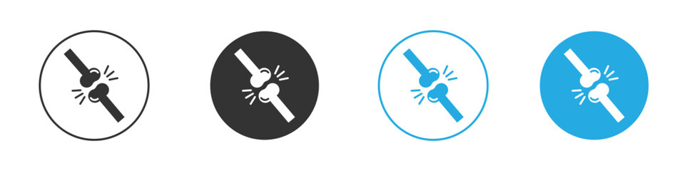 Joint Pain Icon in Circle Variations Isolated on White Background