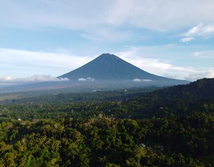 Fototapeta premium Volcanic peak over lush jungle