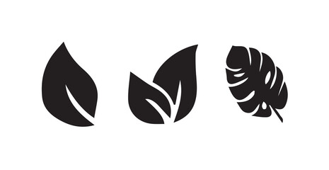 Leaf Icons. Solid, filled icon set, Leaf plant eco logo symbol simple graphic icon set, vegetarian fresh herb shape sign, vector illustration eps 10.