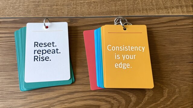 Motivational cards displaying inspirational phrases for personal growth and development