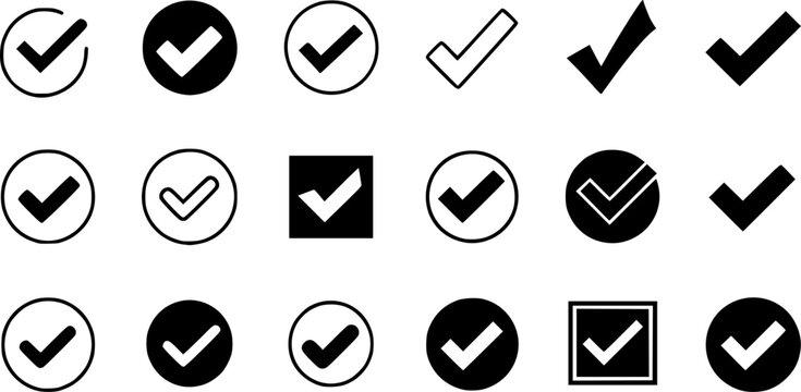 Set of Check Mark Icons in Various Styles &ndash; Vector Images for Web and Graphic Design"
