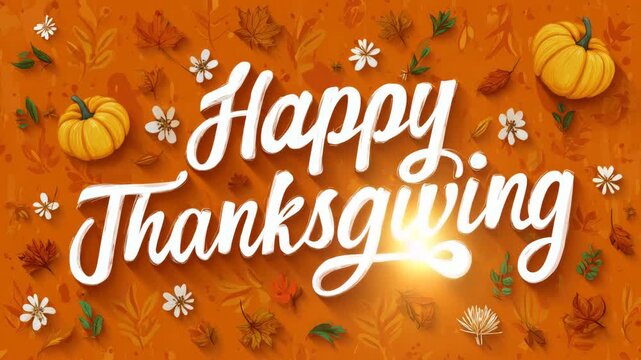 happy thanksgiving design with autumn leaves illustrated animation