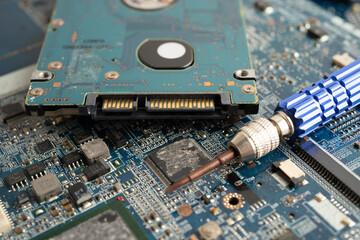 Repairing and upgrade circuit mainboard of notebook, electronic, computer hardware and technology.