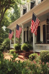 4th of July Vertical Celebration: American Flags Displayed in Patriotic Honor