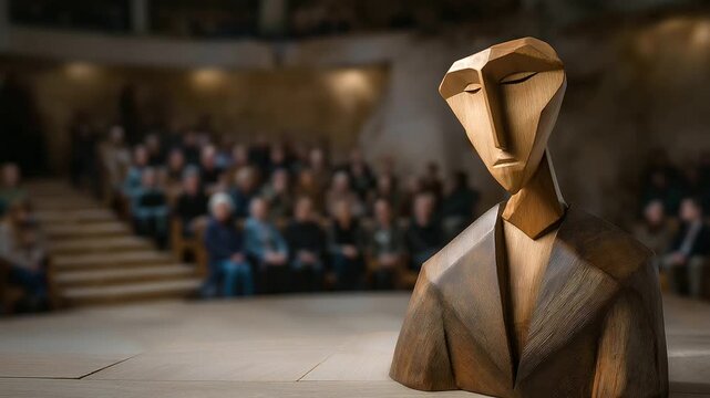 Wooden Puppet Show in Theater with Natural Light