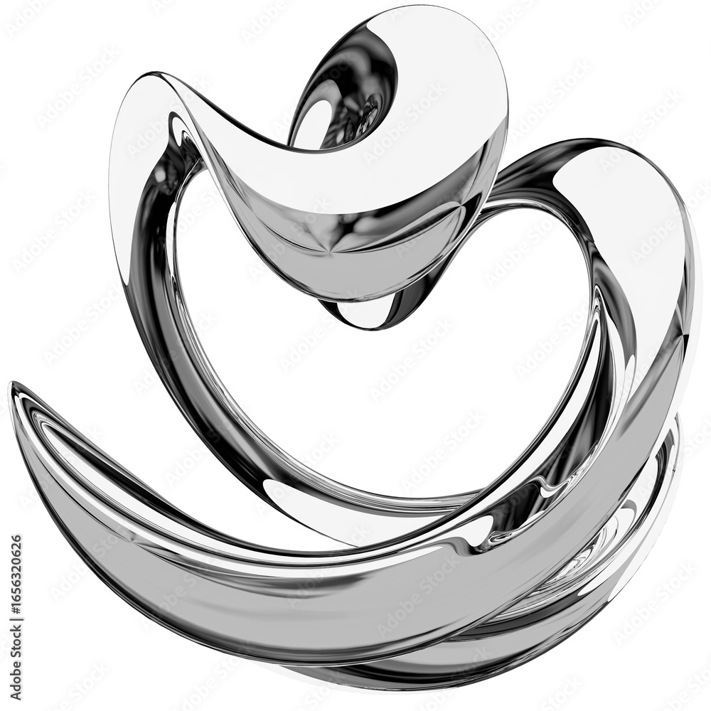 Aufkleber 3d chrome metallic abstract shape objects, 3d rendering aluminum gradient shape design element, futu