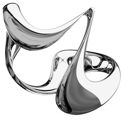 3D Chrome Metallic Abstract Shape Objects, 3d rendering aluminum gradient shape design element, futuristic, shiny design
