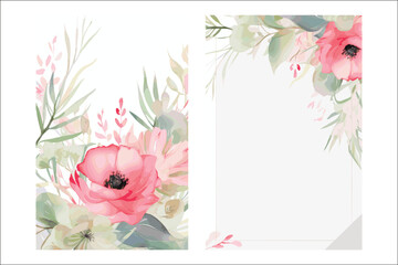 Elegant Watercolor Floral Frame Invitation Card Design