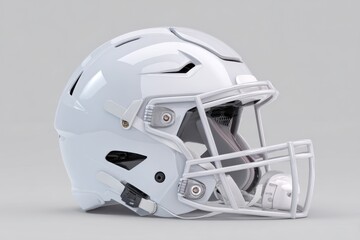 Fototapeta premium American Football Mask. White Helmet Mockup on Grey Background for Sports Equipment