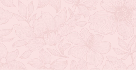 Floral print pattern background in provance style, floral background. Pastel tones vintage style wallpaper in vector.	