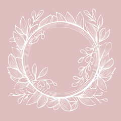 Pastel toned floral, spring colors round frame, vector illustration with empty space for text