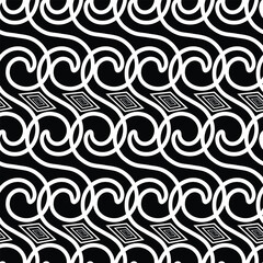 Vector illustration.  White overlapping sea waves on black background repeat pattern. Best for packaging, wallpaper, and gift papers.