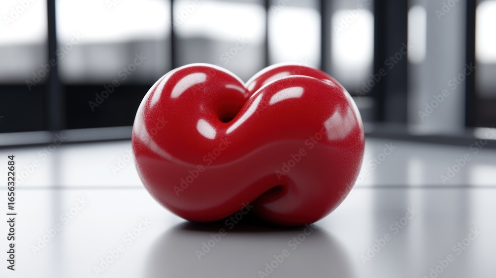 Aufkleber a 3d rendered image of a vibrant red, abstract object against a blurred background providing a