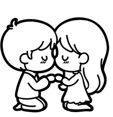 Obraz premium Couple holding hands line art