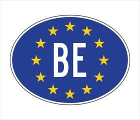Belgium EU Car Sticker – BE Code with European Union Stars