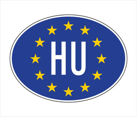 Hungary EU-Style Car Sticker – HU Code with European Union Stars