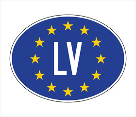 Latvia EU-Style Car Sticker – LV Code with European Union Stars