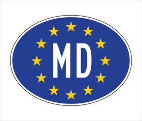 Moldova EU-Style Car Sticker – MD Code with European Union Stars