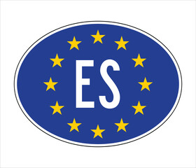 Spain EU-Style Car Sticker – ES Code with European Union Stars