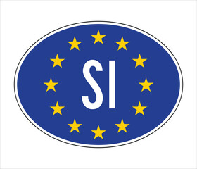 Slovenia EU-Style Car Sticker – SI Code with European Union Stars