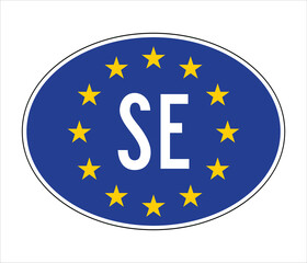 Sweden EU-Style Car Sticker – SE Code with European Union Stars