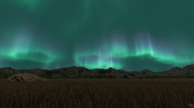 Northern lights aurora night landscape nature 4k