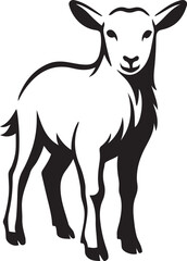 Obraz premium Young lamb silhouette standing sheep animal, Baby sheep silhouette livestock illustration