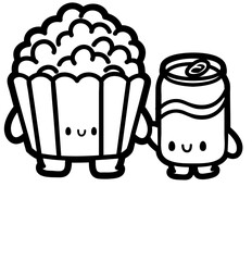 pop corn and cola can chibi - layered cut file - food clipart