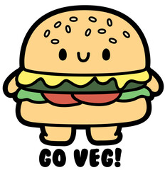 cute hamburger chibi - layered cut file -  fast food
