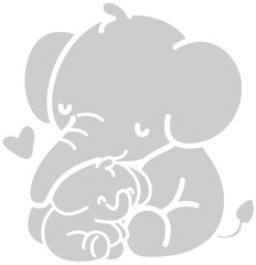 cute simple elephant mum and son - layered cut file - family sticker