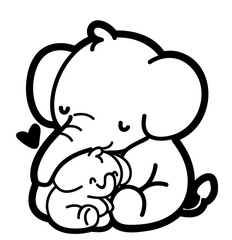 cute simple elephant mum and son - layered cut file - family sticker