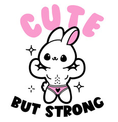 cute funny bunny muscular flexing - layered cut file
