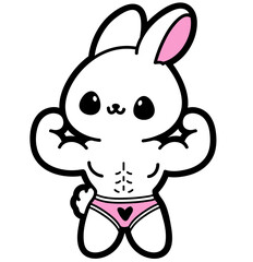 cute funny bunny muscular flexing - layered cut file