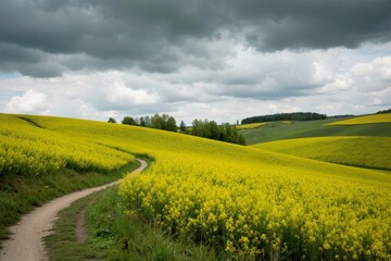 rural landscape with road and clouds